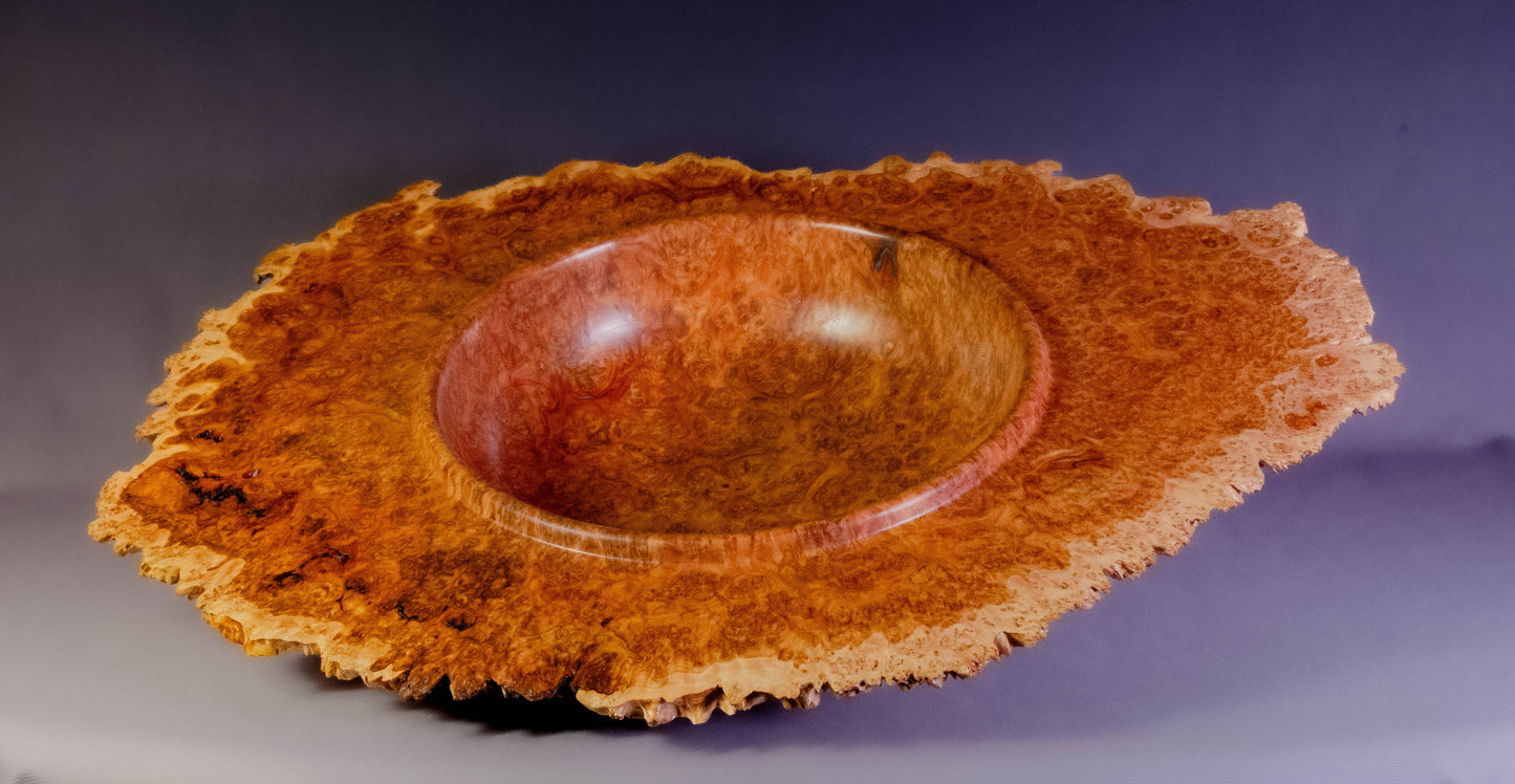 Natural edge emerging bowl of mallee burl