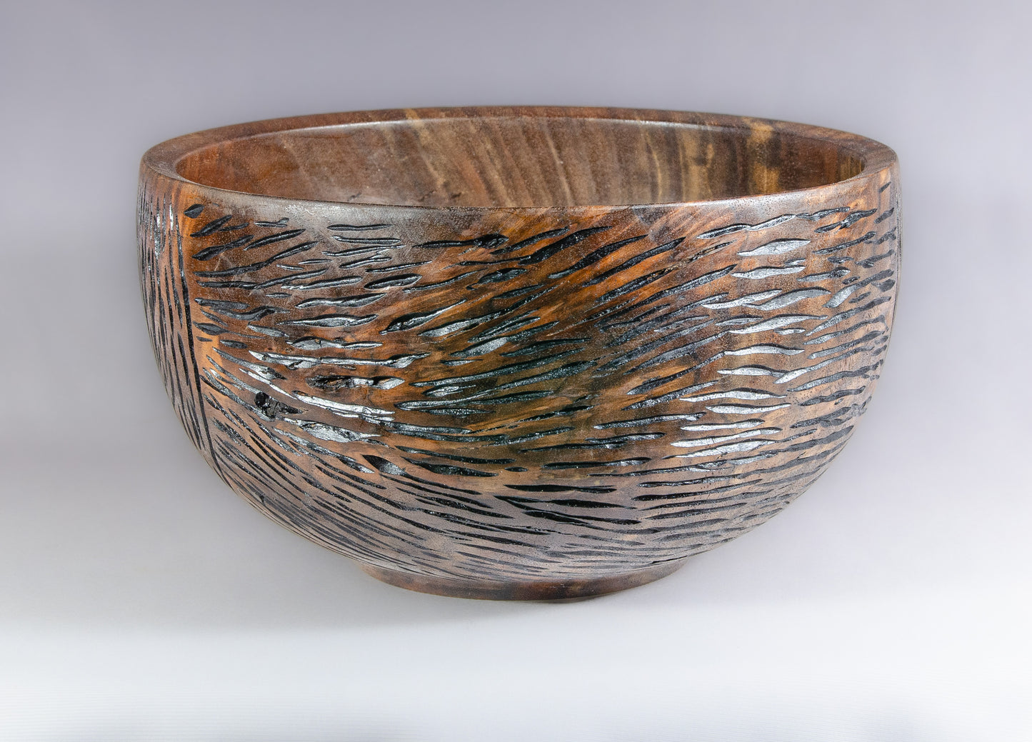 Claro Walnut bowl with exterior texturing