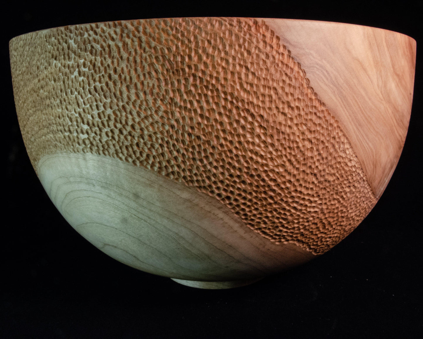 Large maple bowl with texturing