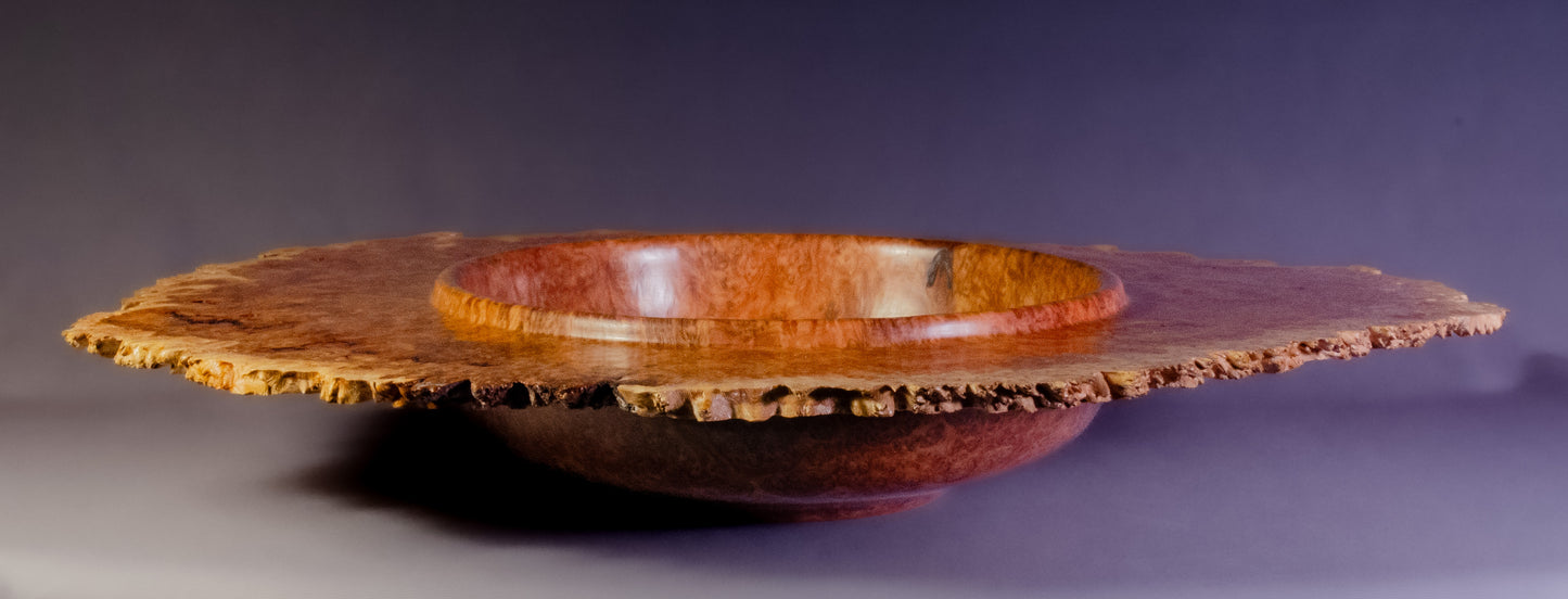 Natural edge emerging bowl of mallee burl