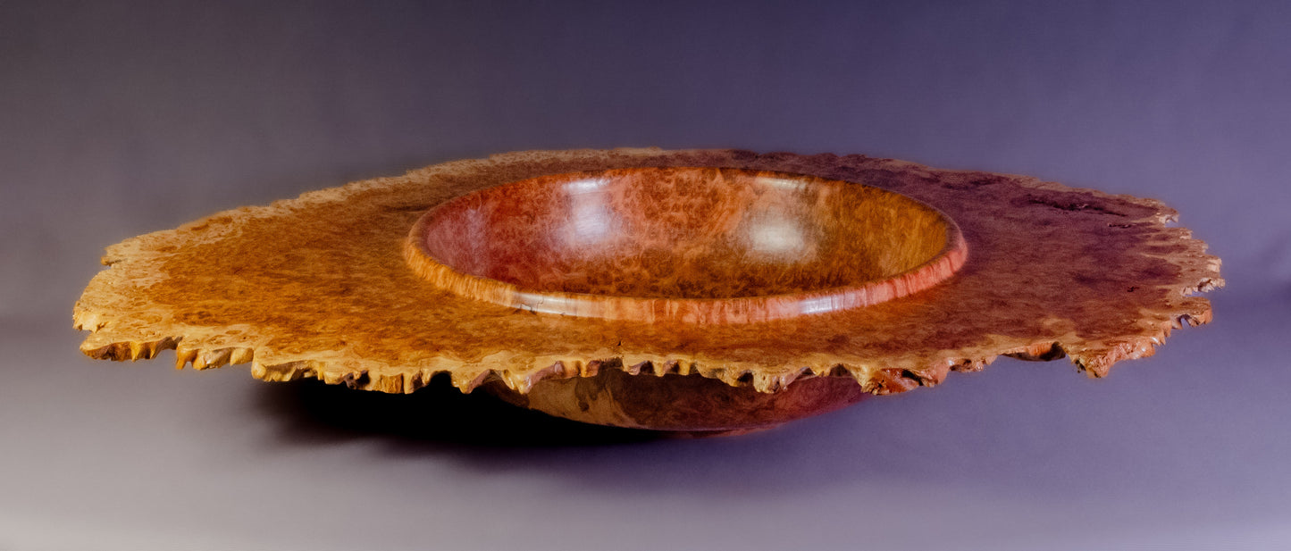 Natural edge emerging bowl of mallee burl
