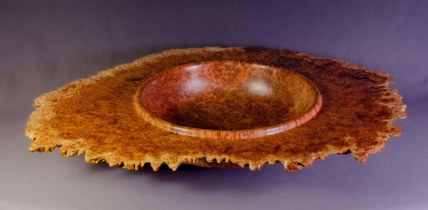 Natural edge emerging bowl of mallee burl