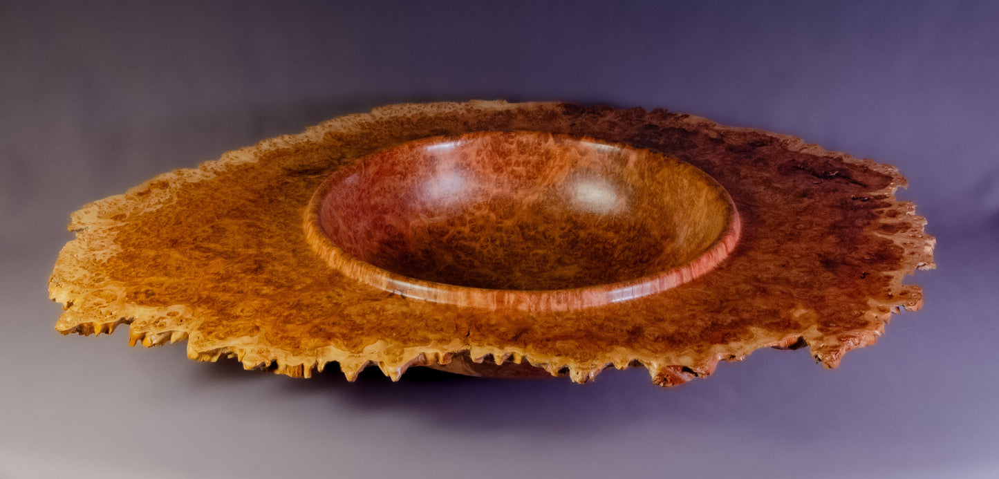 Natural edge emerging bowl of mallee burl