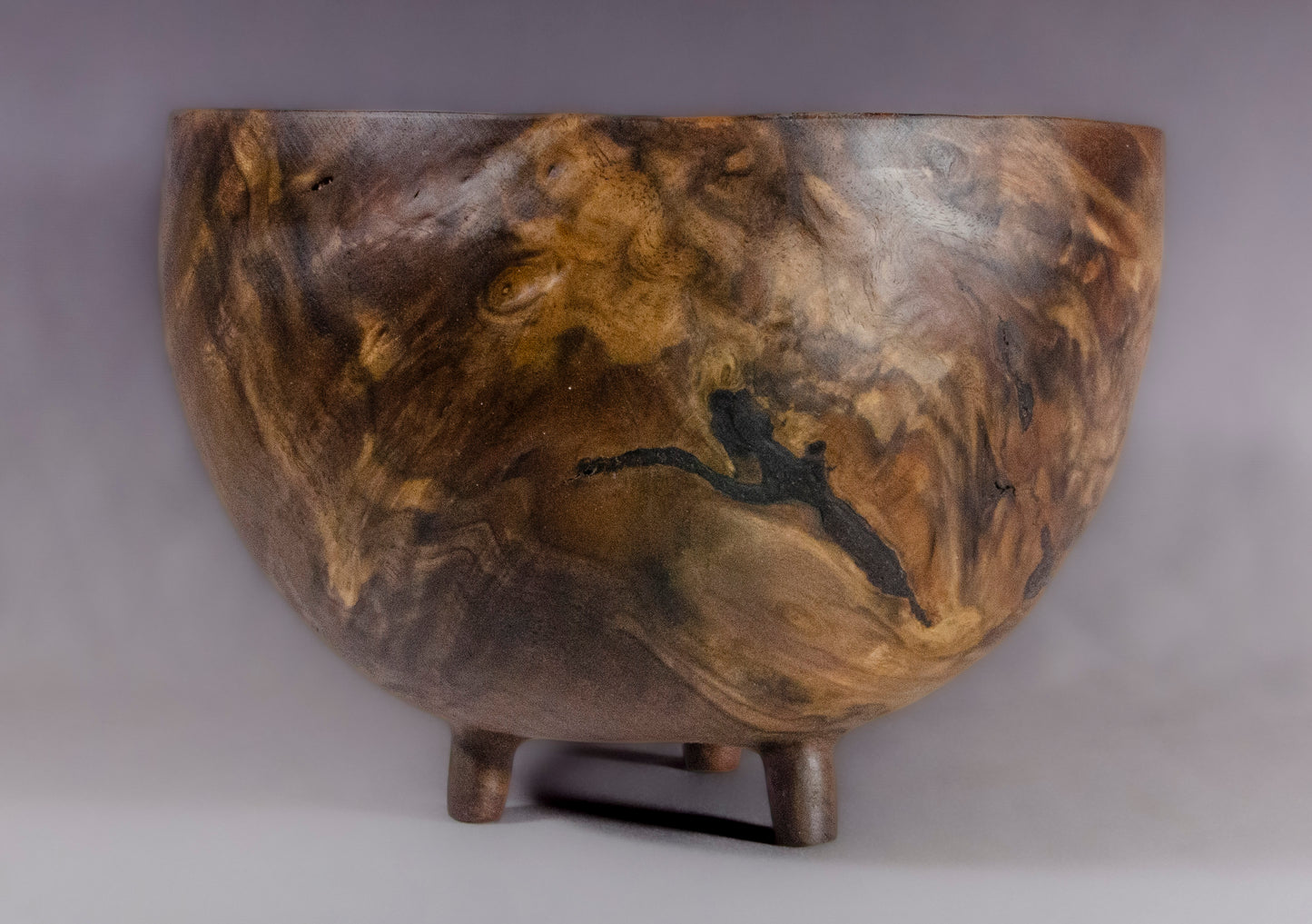 Footed claro walnut bowl
