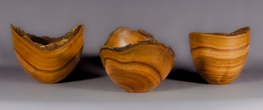 Set of 3 Plum natural edge bowls