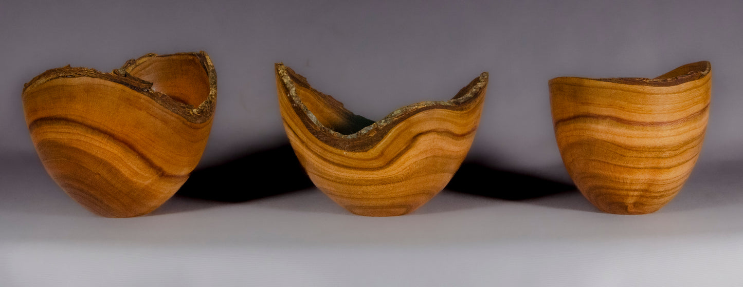 Set of 3 Plum natural edge bowls