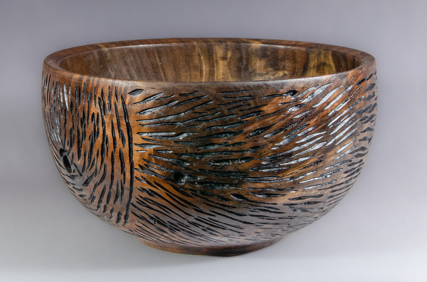 Claro Walnut bowl with exterior texturing