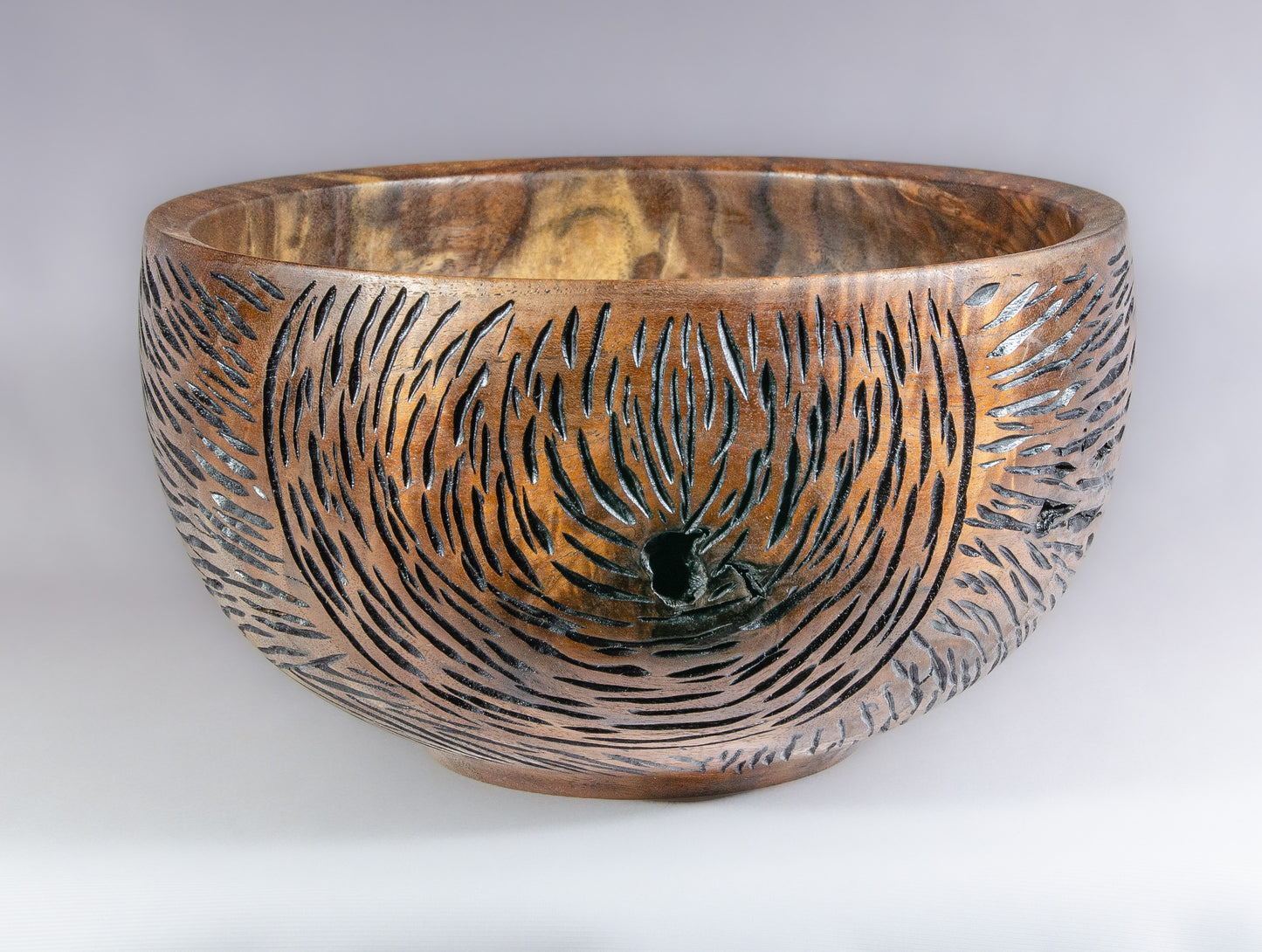 Claro Walnut bowl with exterior texturing
