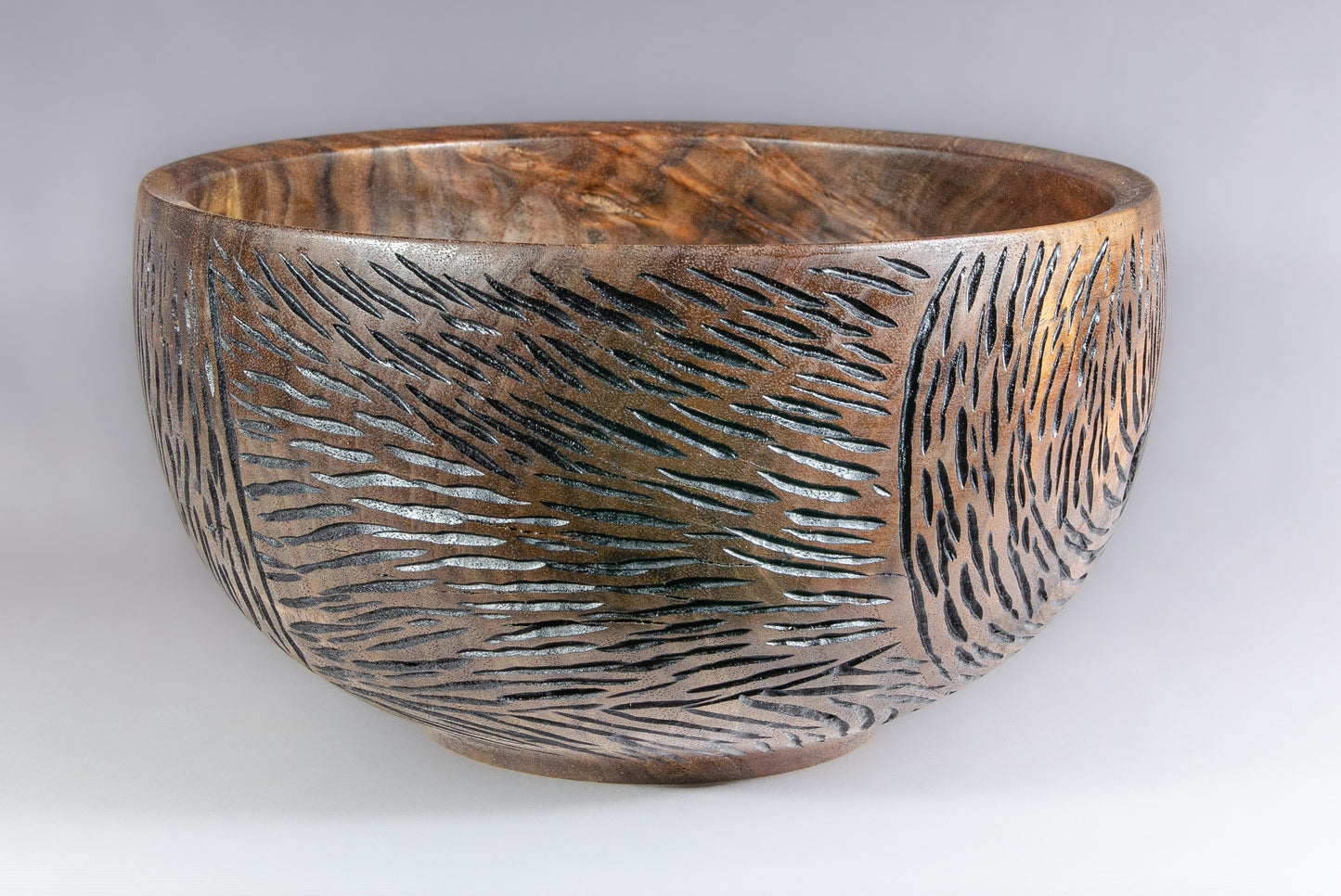 Claro Walnut bowl with exterior texturing