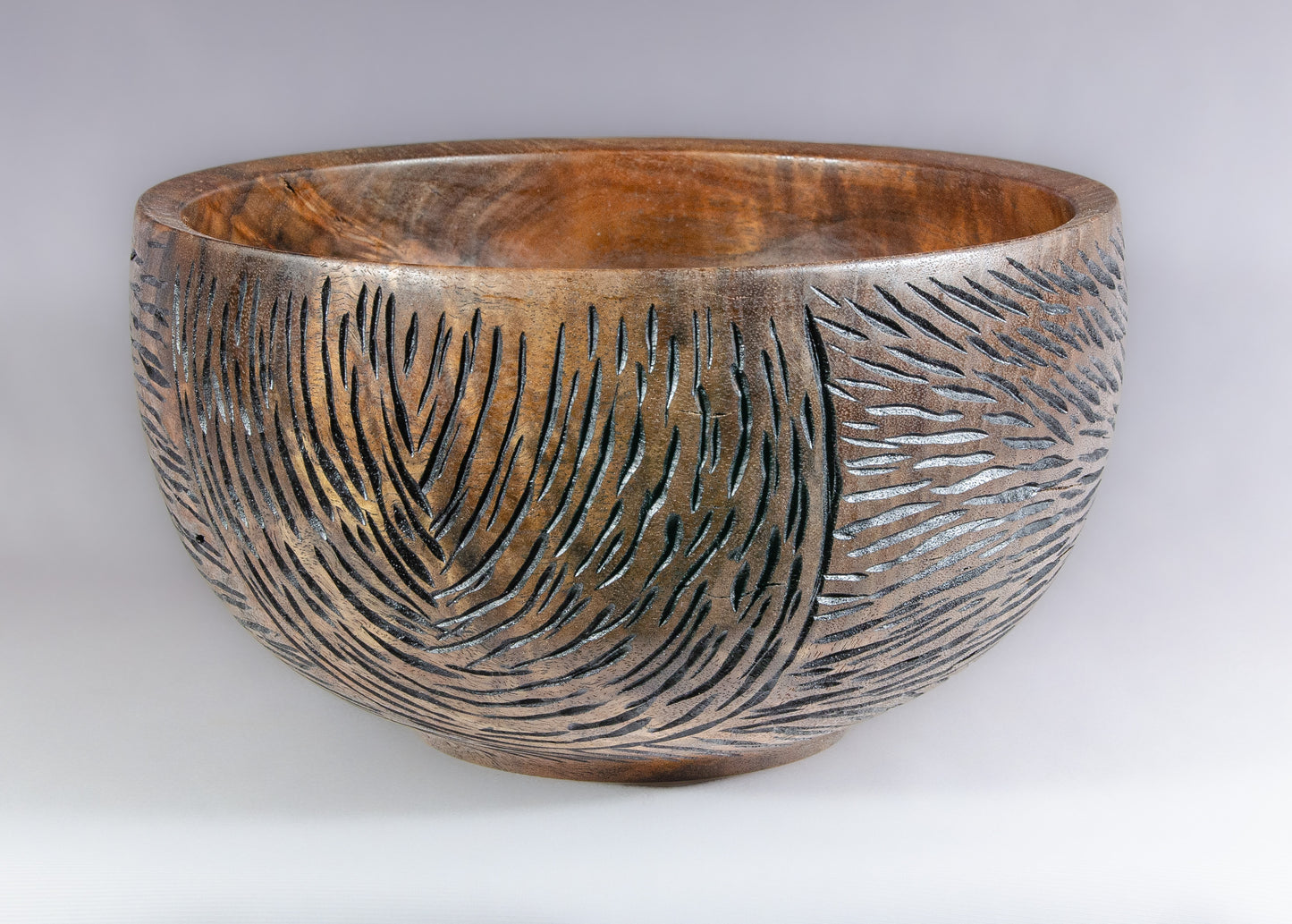 Claro Walnut bowl with exterior texturing