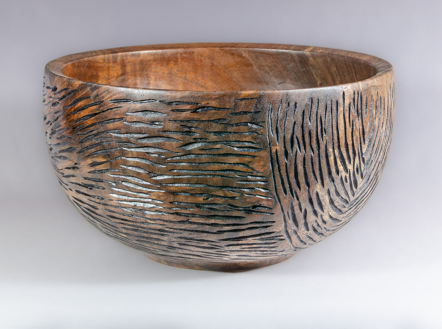 Claro Walnut bowl with exterior texturing