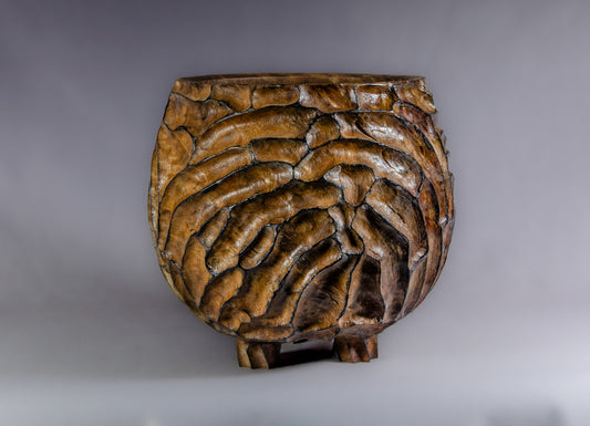 Textured Claro Walnut Bowl with Feet