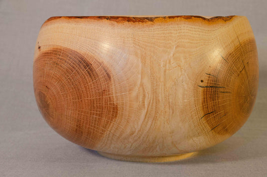 Large oak bowl with partial natural edge - Rare Earth Bowls