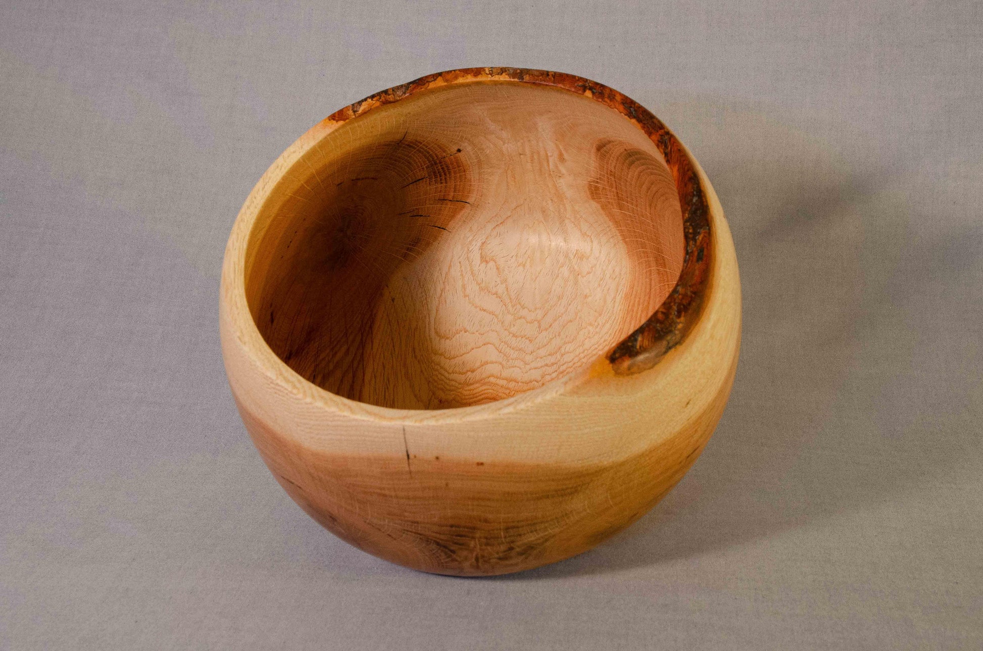 Large oak bowl with partial natural edge - Rare Earth Bowls