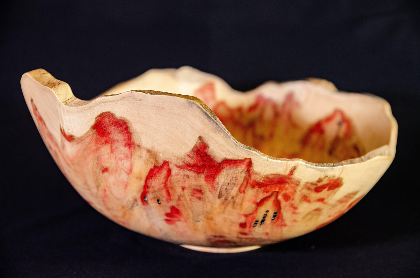 Large natural edge flaming box elder bowl.    Beautiful unique handmade gift idea for home or wedding.