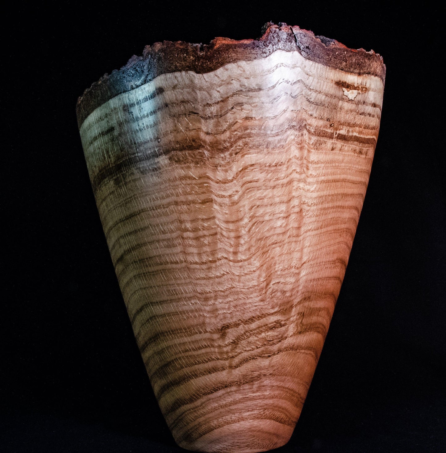 Red oak vessel with natural edge